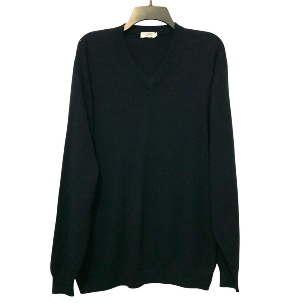 Tom James Vneck Cashmere Sweater Navy Blue Mens XL